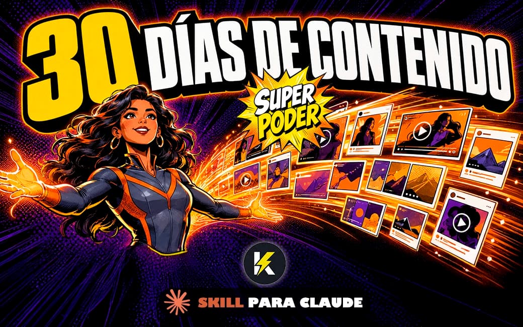 Heroína cómic irradiando energía que se convierte en piezas de contenido